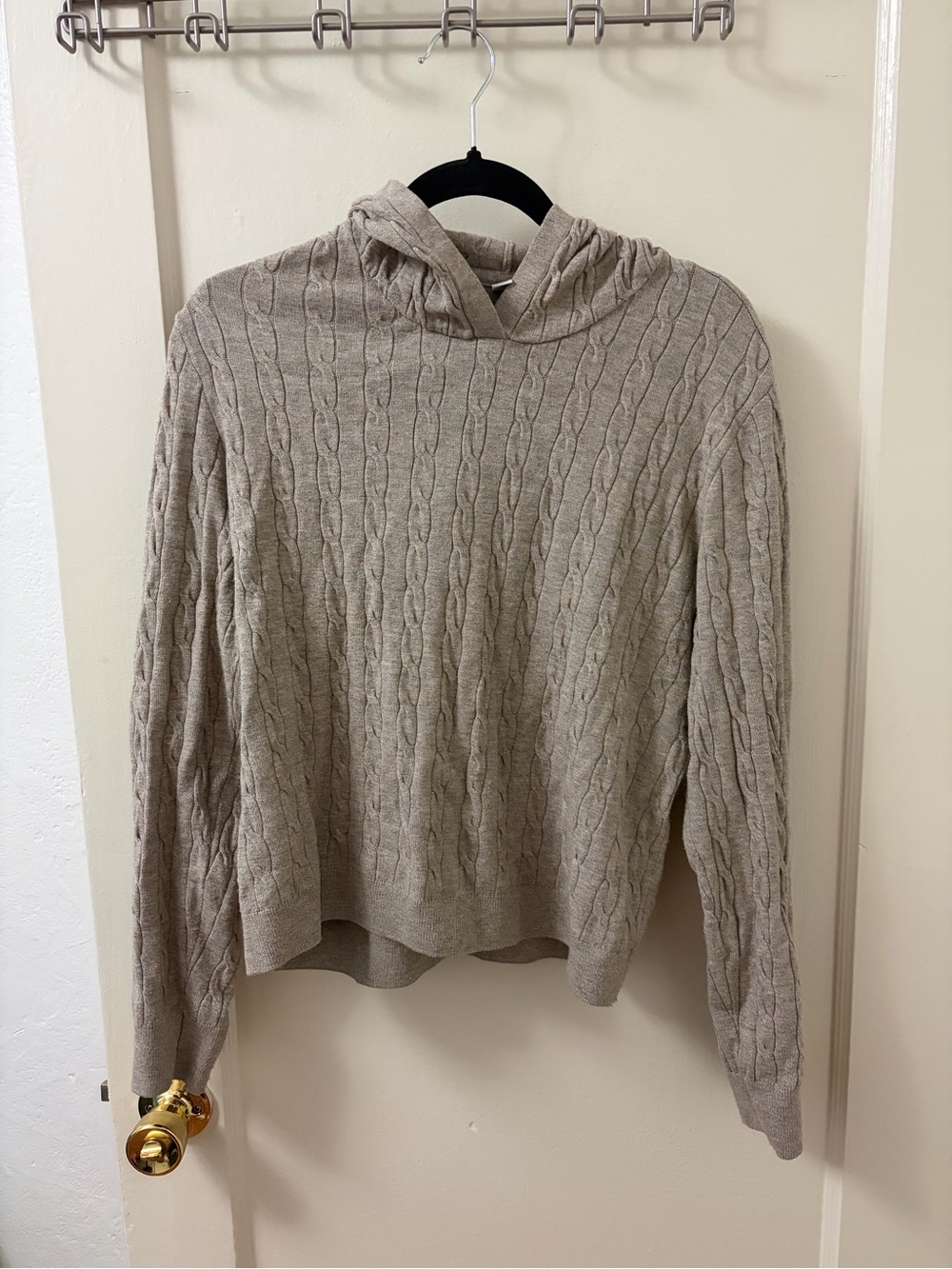 Uniqlo Women's Cable-Knit Hoodie Sweater - Beige